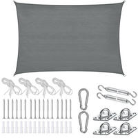 SONNENSEGEL Sunny,umfangreiches Montagematerial,grau - Grau, Kunststoff (300/200cm) - tectake