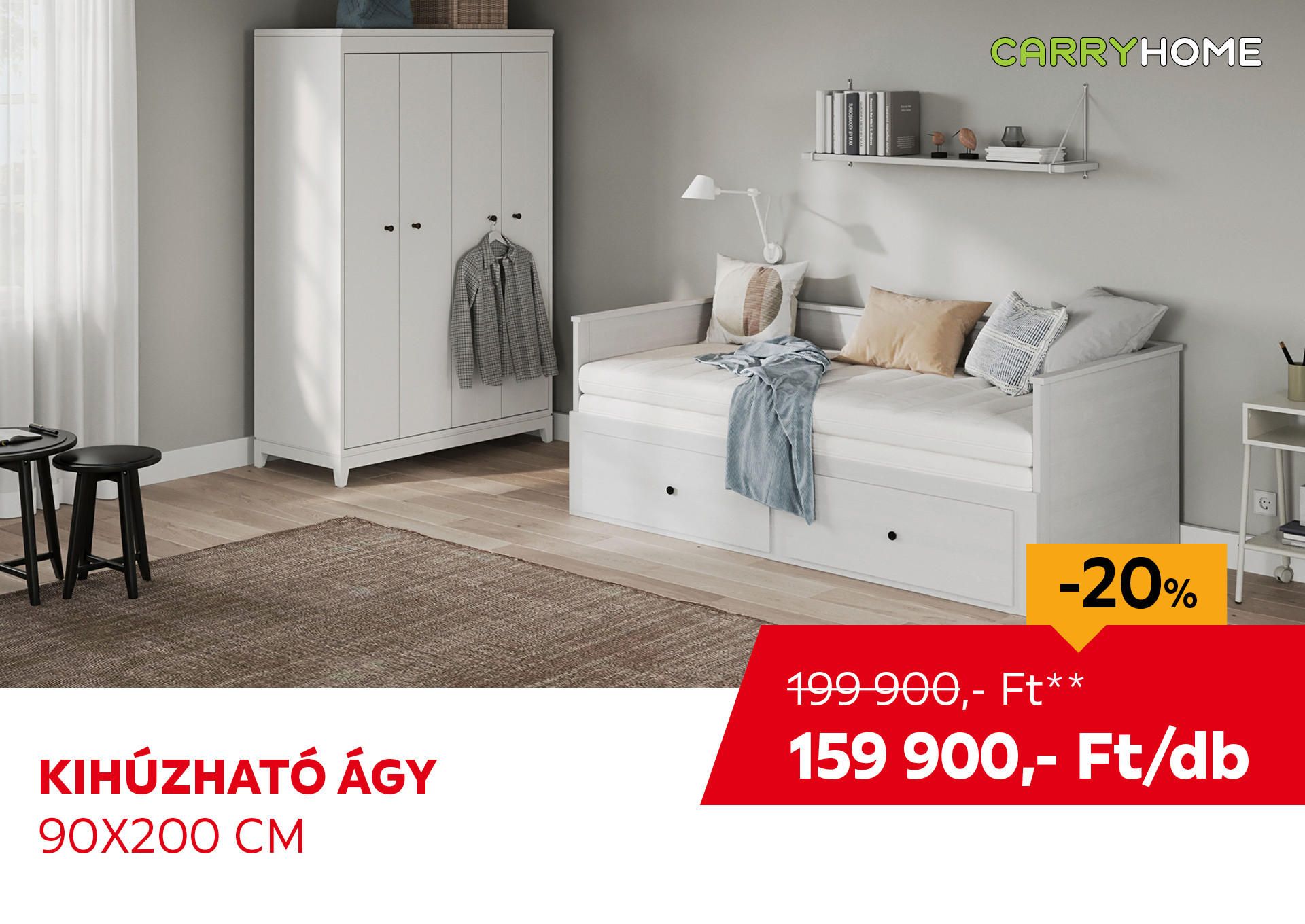 KIHÚZHATÓ ÁGY Kiemelt termék 199900 Ft.- helyett 159900 Ft.-