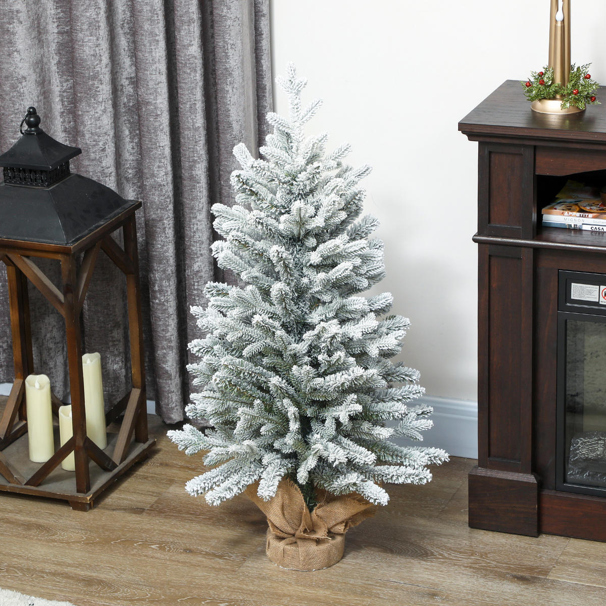 WEIHNACHTSBAUM DE-41581 Mini 90 cm, Schnee, 486 Spitzen - Weiß/Grün, Kunststoff (90cm) - ComfortXL