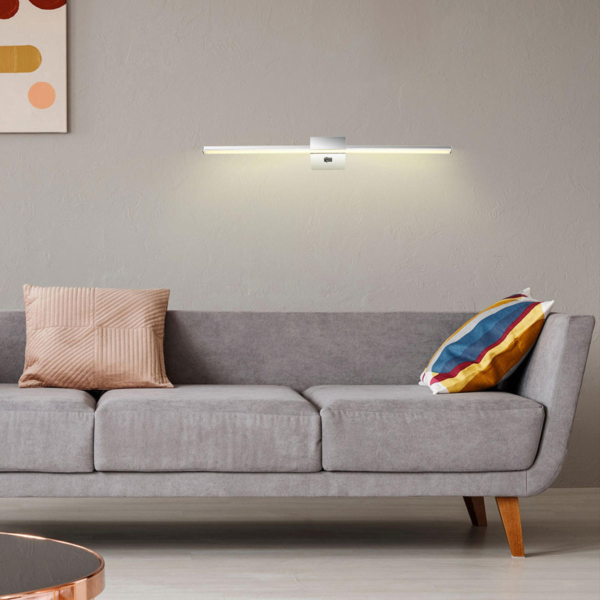 LED WANDLEUCHTE Metall Chrom Silber - Silberfarben, Metall (61.5/3.7/11cm) - Globo Lighting