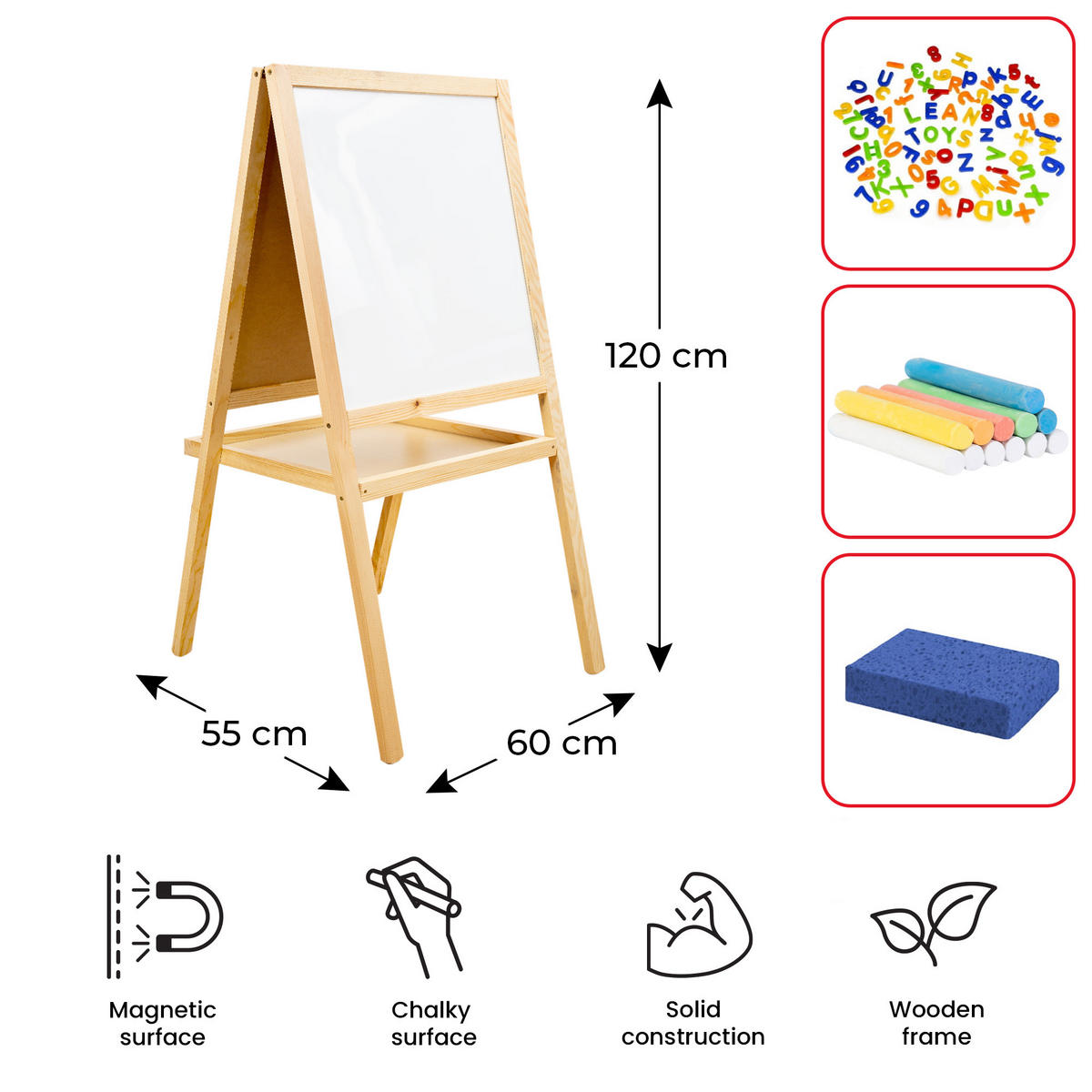 DOPPELSEITIGE Kindertafel 120cm - Weiß, Metall (120/60/2cm) - ALLboards