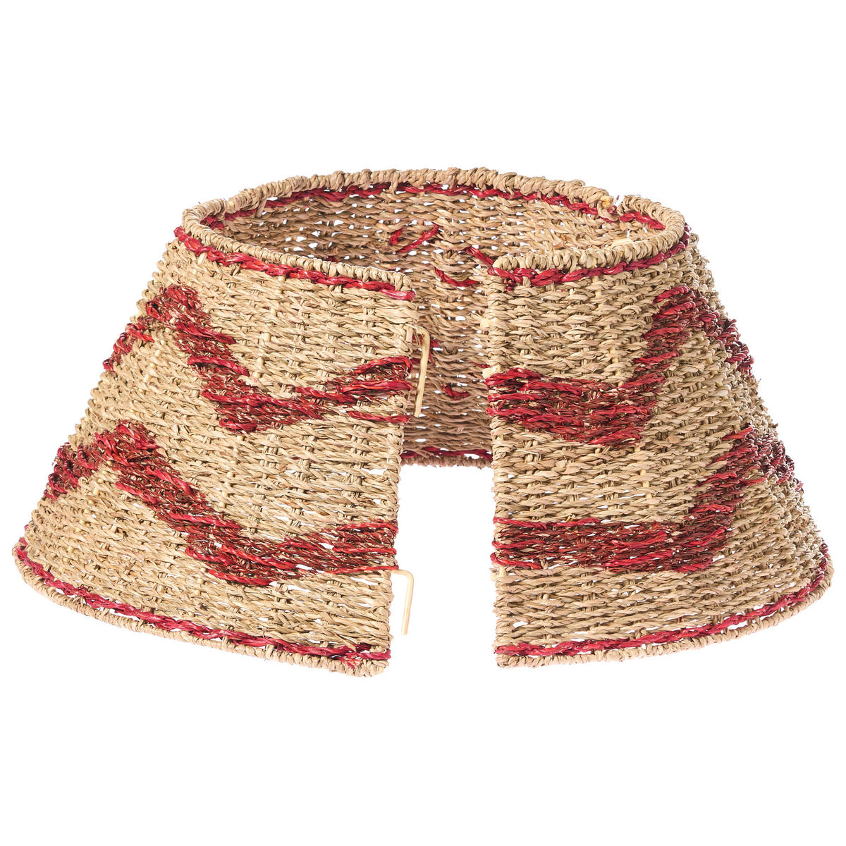 WEIHNACHTSBAUMKRAGEN 24 cm Naturfarben Hiver - Rot/Naturfarben, Naturmaterialen (24cm) - Beliani