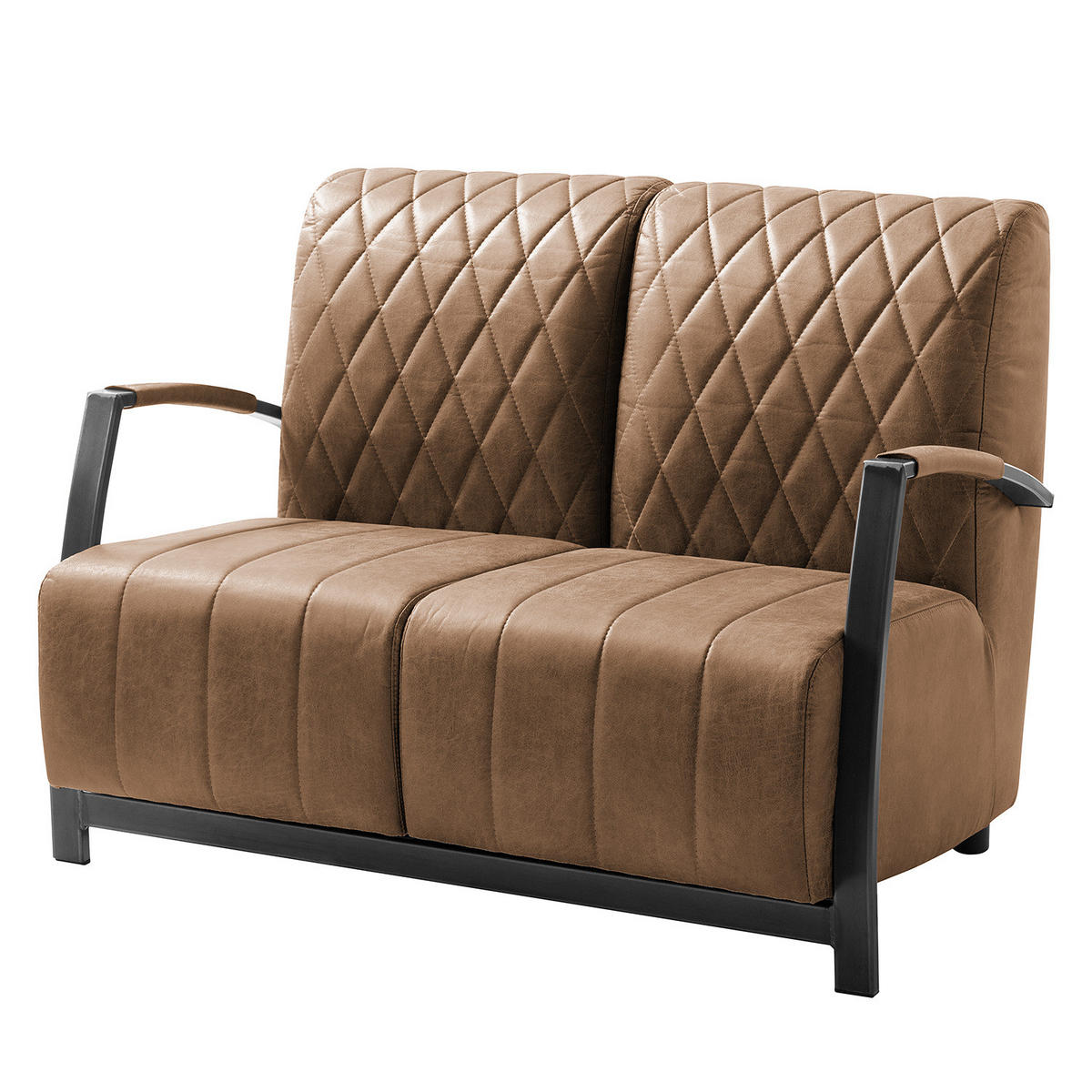 2-SITZER SOFA - Antiklederlook - Schlammfarben, Textil (114/83/83cm) - home24