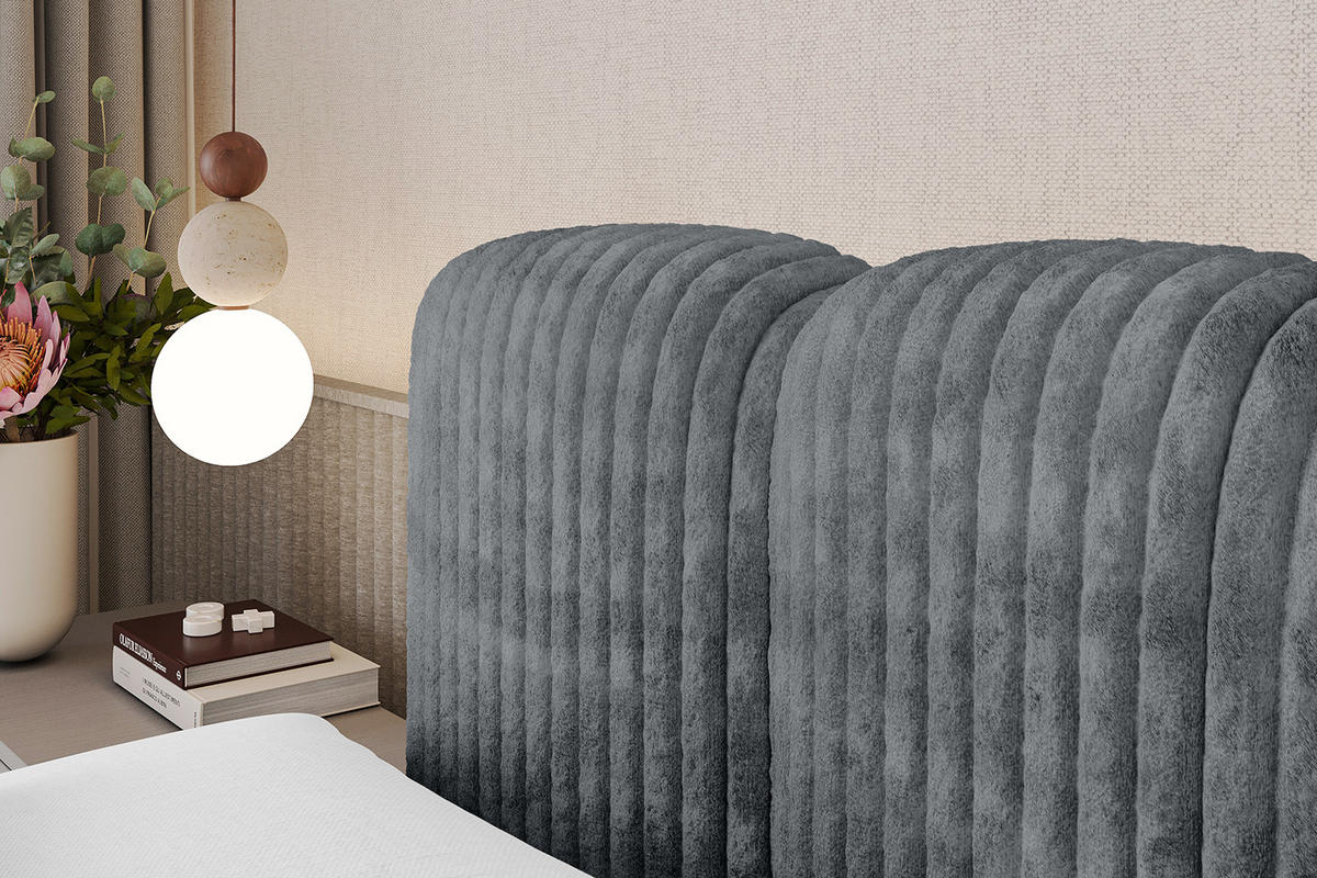 BOXBETT mit Matratze H4 - NINA - 160x200 cm - Dunkelgrau - Schieferfarben, Holzwerkstoff (160/200cm) - ALTDECOR