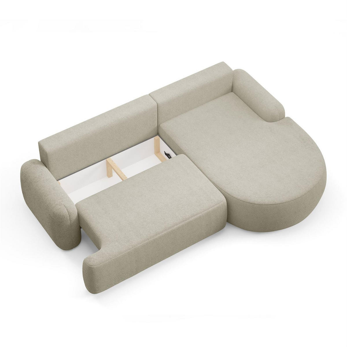 ECKSOFA CLEO mit Schlaffunktion Version Rechte QUELLE 06 - Creme, Kunststoff (264/172cm) - Lookway