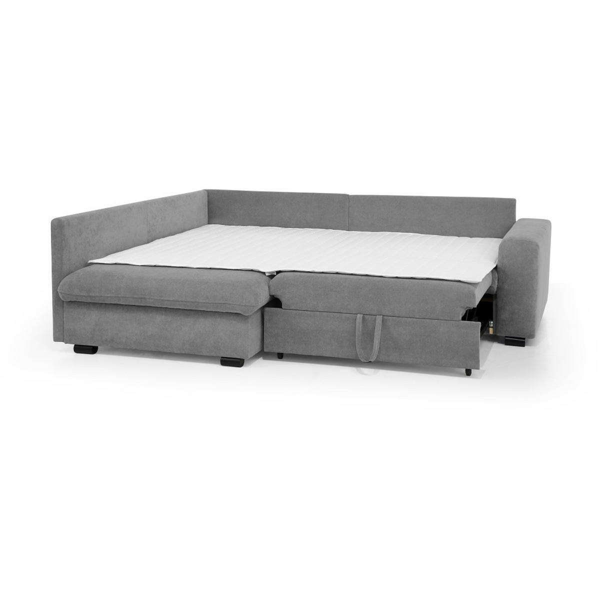 ECKSCHLAFSOFA Ramo mit Bettkasten, Topper gratis, Grau, links - Schwarz/Grau, Textil (229/190cm) - Beautysofa