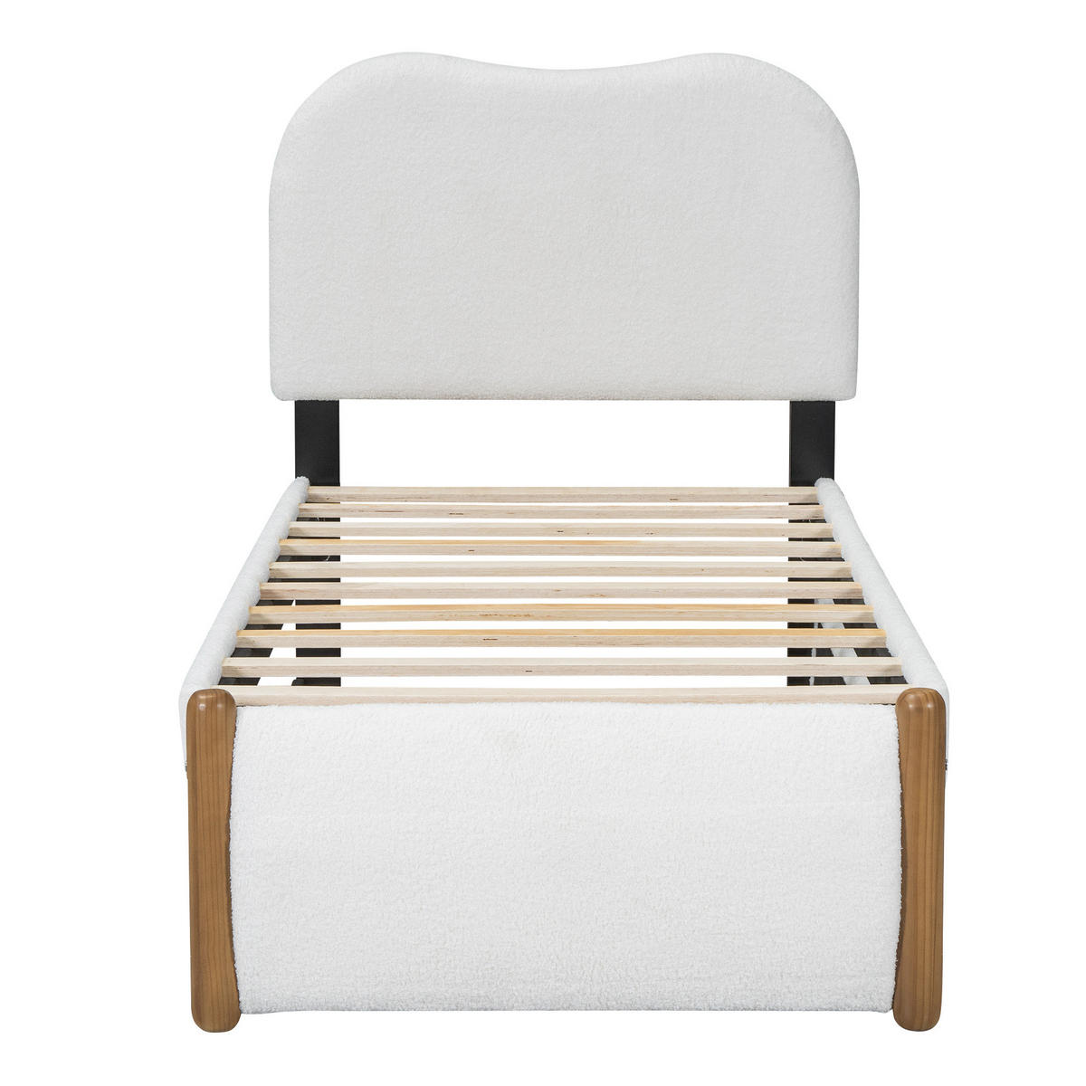 POLSTERBETT 90/200 cm Weiß aus Plüsch mit ausziehbarem Rollbett - Weiß, Textil (90/200cm) - OKMYHOME
