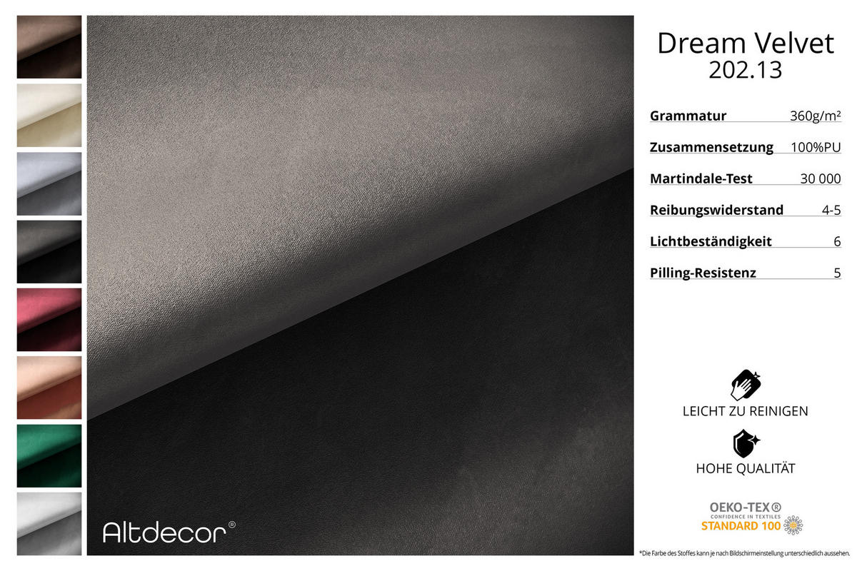 ECKSOFA Ottomane Links MARI-L1-v2 - 243x171x83 cm Dunkelgrau Velours - Dunkelgrau, Holzwerkstoff/Textil (243/171cm) - ALTDECOR