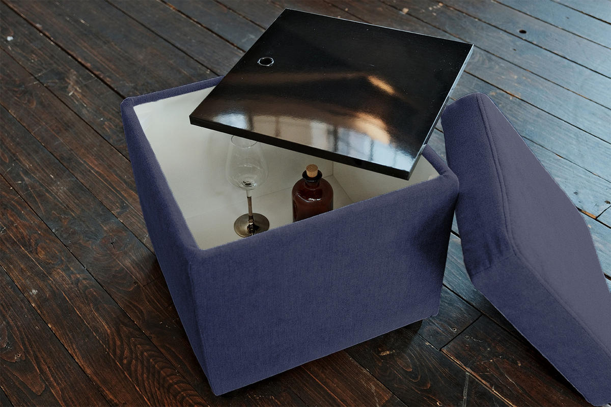 HOCKER IDA Anthrazit Webstoff - Anthrazit, Textil (45/45/45cm) - KAWOLA
