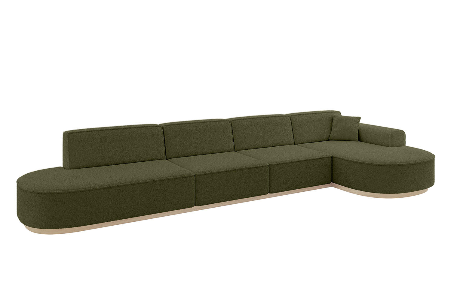ECKSOFA Ottomane Rechts MARI-L3-v1 - 413x171x83 cm Grün Bouclé - Grün, Holzwerkstoff/Textil (171/413cm) - ALTDECOR