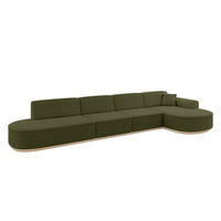 ECKSOFA Ottomane Rechts MARI-L3-v1 - 413x171x83 cm Grün Bouclé - Grün, Holzwerkstoff/Textil (171/413cm) - ALTDECOR