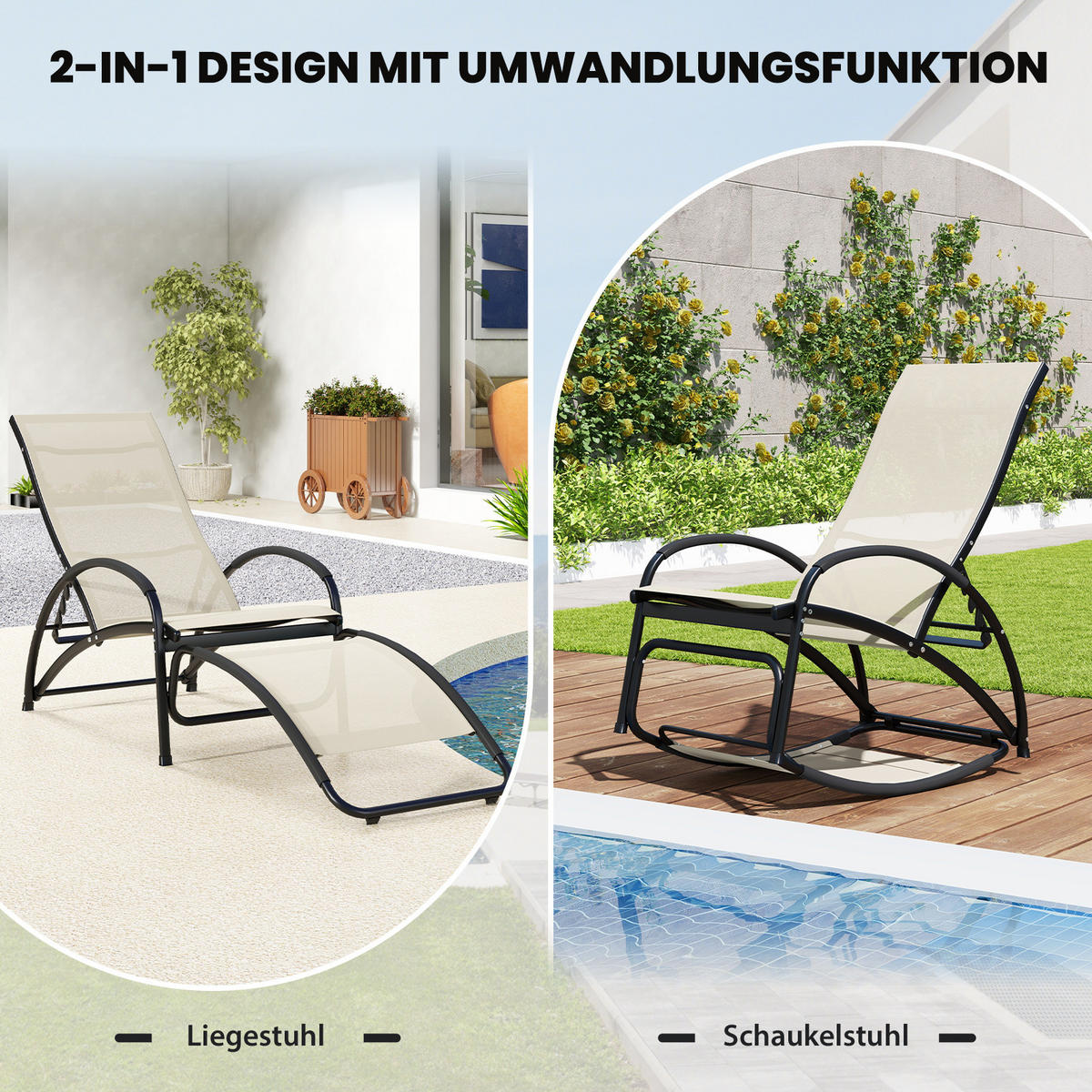 SCHAUKELSTUHL Beige - Beige, Metall (123/53/62cm) - COSTWAY