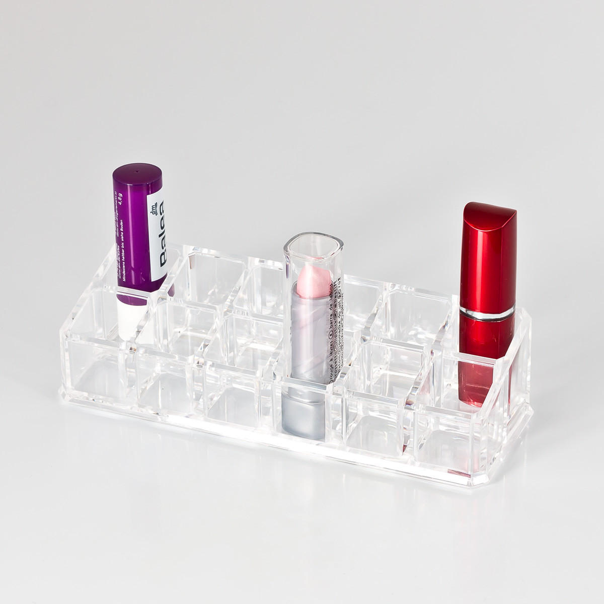 KOMSETIKORGANIZER, mit 12 Fächern, rechteckig - Transparent, Kunststoff (22.8/6.5/4.5cm) - bremermann