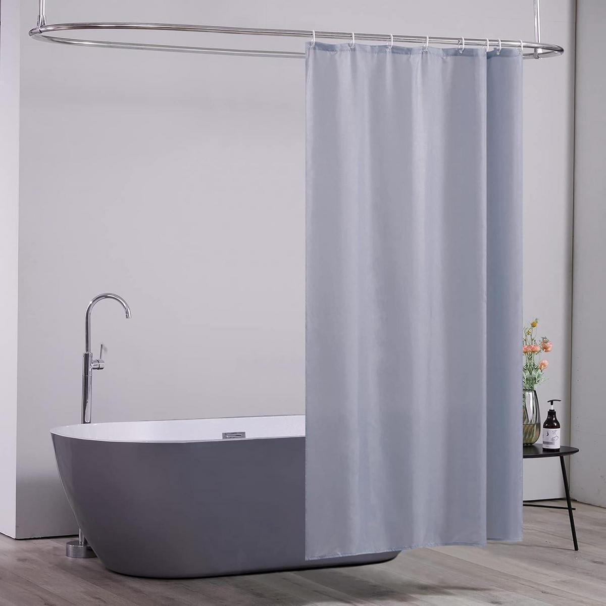 DUSCHVORHANG Textil Grau Blau 120 x 180 cm - Blau, Textil (120/180cm)