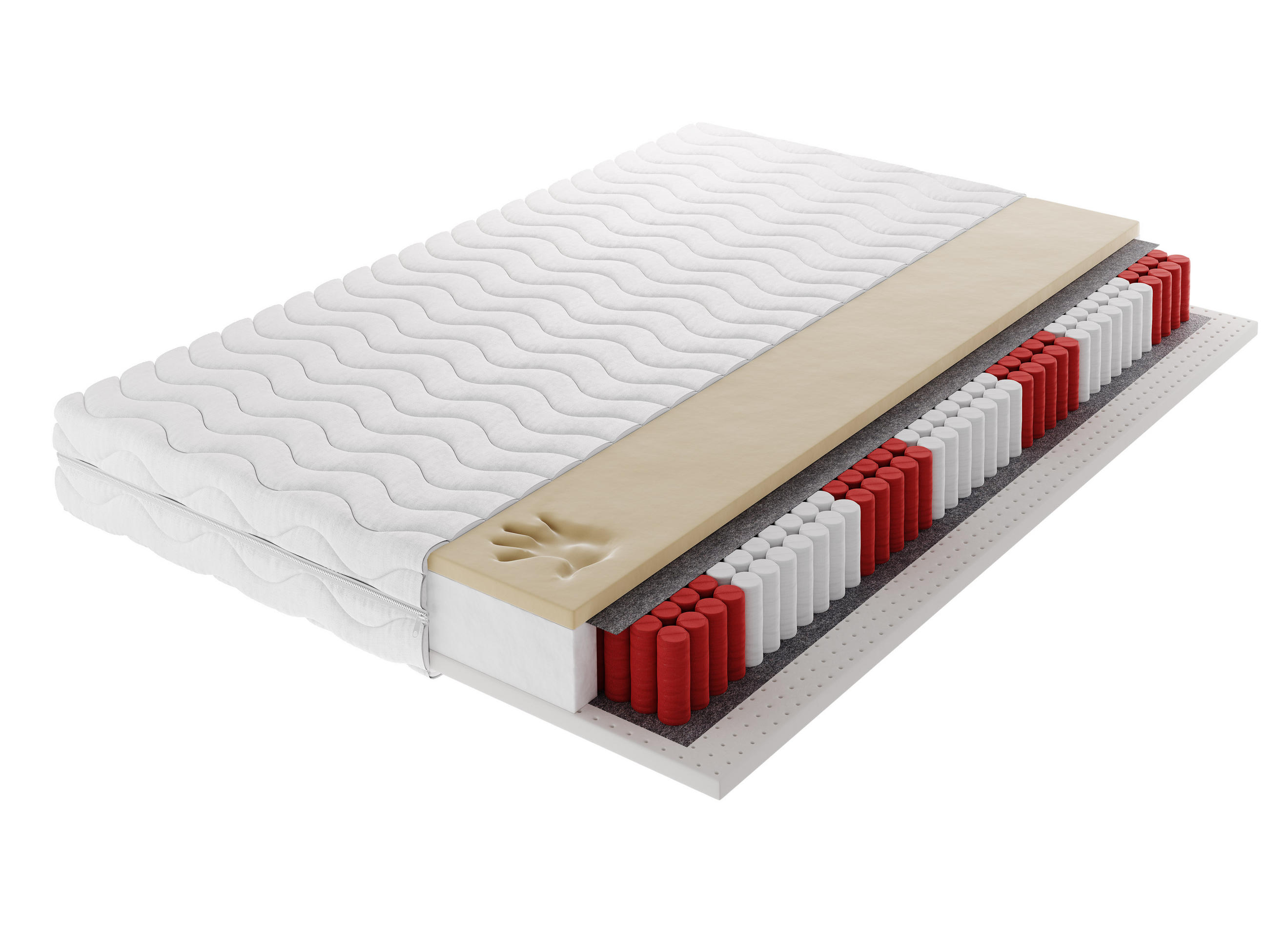 TASCHENFEDERKERNMATRATZE CALVADO MULTI Multipocket 200x200, H3, Höhe ca.: 20 cm - Weiß, Textil (200/200cm) - MASSENO