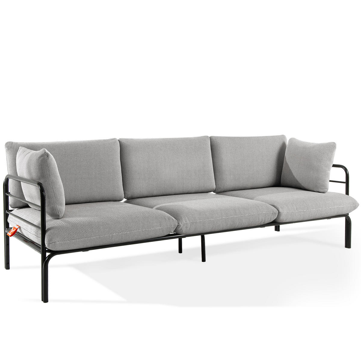 GARTENSOFA RAMBE 3-Personen mit Kissen, Anthrazit - Dunkelgrau/Anthrazit, Textil/Metall (225/80/80cm) - KONSIMO®