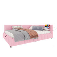 POLSTERBETT 140/200 cm mit Bettkasten, LED-Beleuchtung und USB/Typ-C in Rosa - Rosa, Textil (140/200cm) - BEAOK