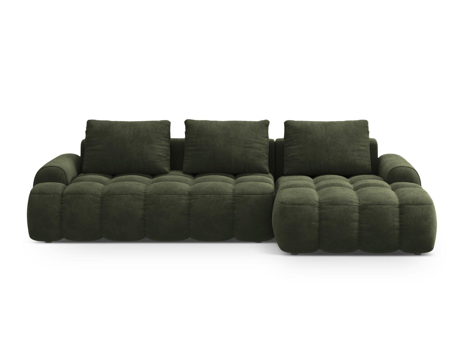 AUSKLAPPBARES-ECKSOFA rechts mit Container Linz aus Samt grün 3 Sitzplätze - Grün, Textil (142/275cm) - Cosmopolitan Design