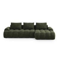 AUSKLAPPBARES-ECKSOFA rechts mit Container Linz aus Samt grün 3 Sitzplätze - Grün, Textil (142/275cm) - Cosmopolitan Design