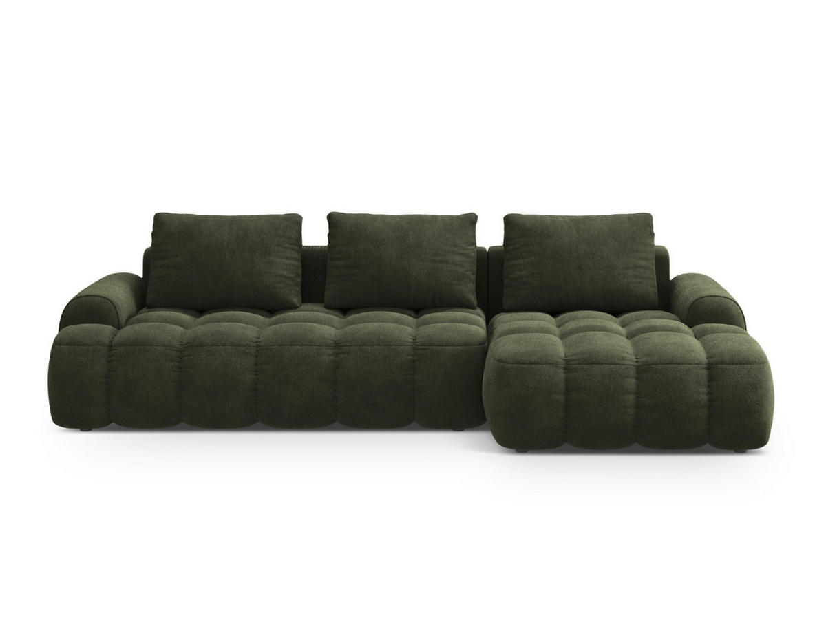 AUSKLAPPBARES-ECKSOFA rechts mit Container Linz aus Samt grün 3 Sitzplätze - Grün, Textil (142/275cm) - Cosmopolitan Design