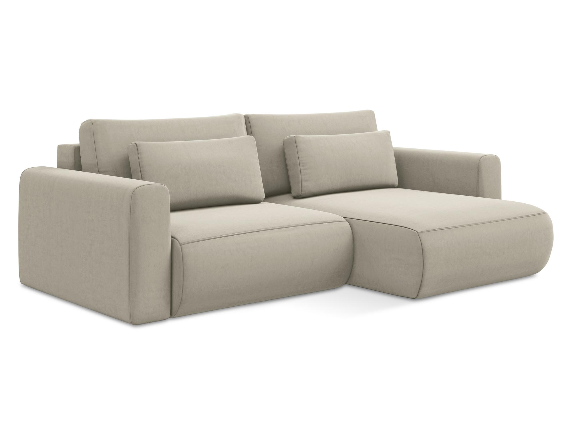 ECKSOFA mit Schlaffunktion Samt Stoff Creme - Perlmutt/Creme, Kunststoff/Textil (240/149cm) - Makamii