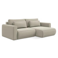 ECKSOFA mit Schlaffunktion Samt Stoff Creme - Perlmutt/Creme, Kunststoff/Textil (240/149cm) - Makamii
