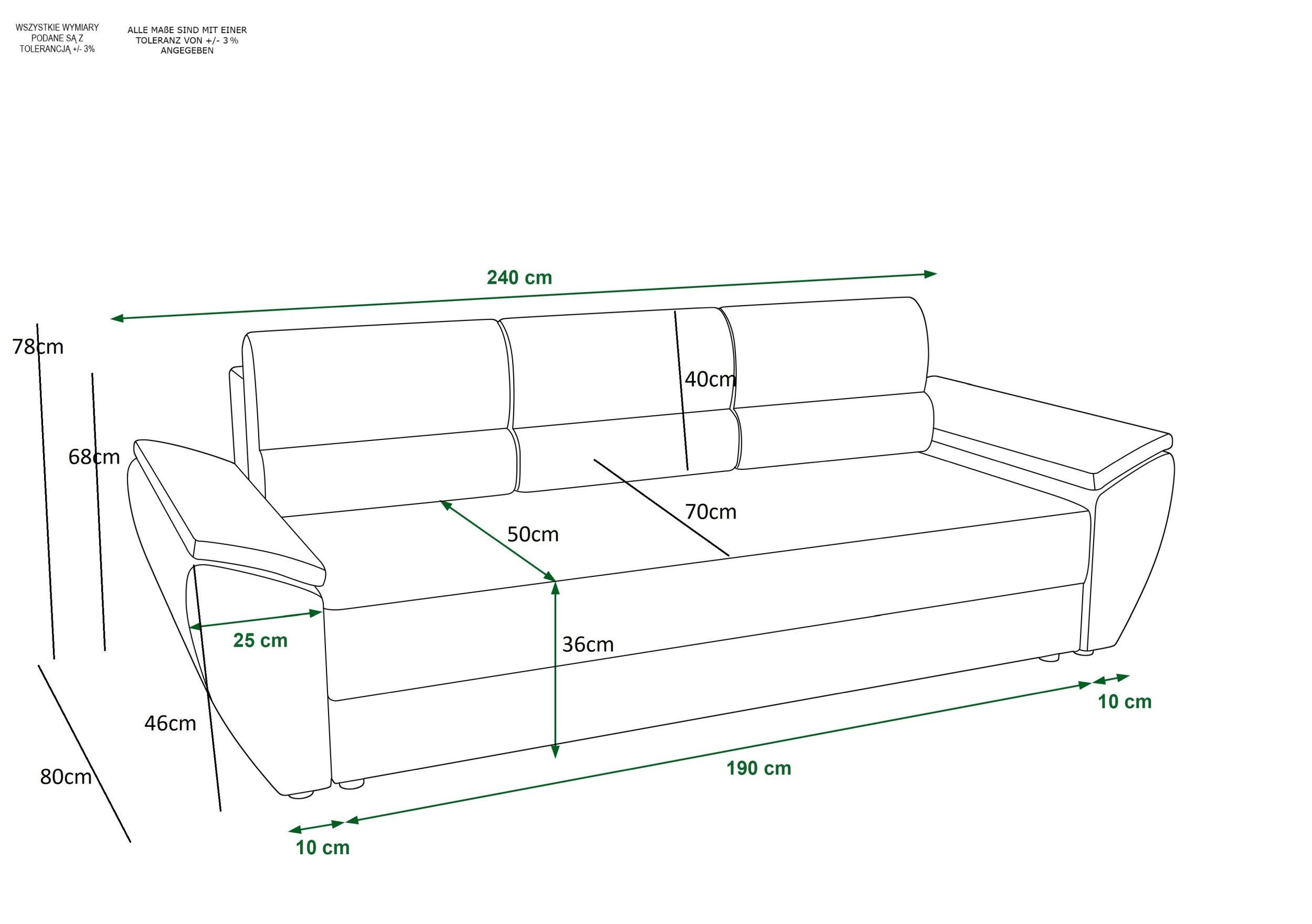Thumbnail - Bedante Sofa, Dunkelblau, Textil, 80x78x240 cm, Oeko-Tex® Standard 100, Wohnzimmer, Sofas & Couches, Schlafsofas
