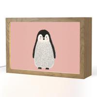 NACHTTISCHLAMPE Pinguin - Punkte - Minimalistisch - Rosa 30x20 cm - Rosa, Holzwerkstoff (8/30/20cm)
