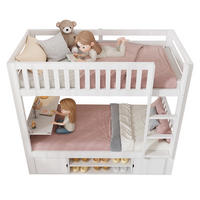 ETAGENBETT 90/200 cm mit klappbarem Tisch, Schuhregal und Stauraum, Weiß - Weiß, Holzwerkstoff (90/200cm) - Redom