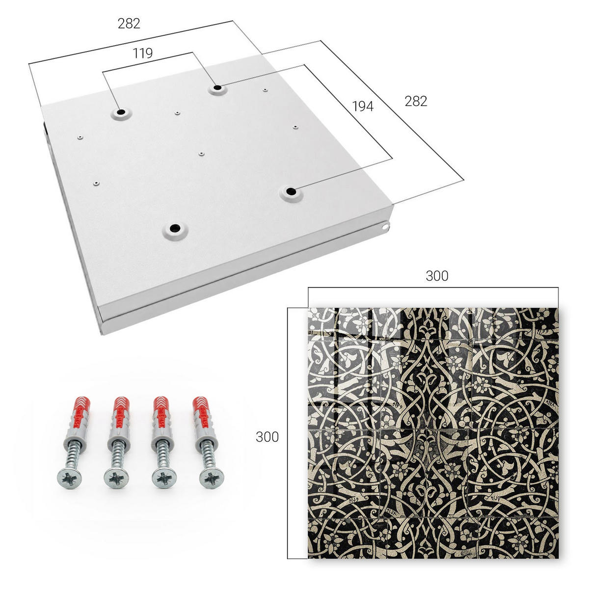 SCHLÜSSELBOX Weiß 30x30 cm – Türöffnung nach rechts - Dekorative Eleganz - Beige, Metall (30/30/5cm) - TULUP