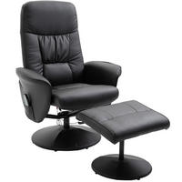 RELAXSESSEL Bonded Leather mit Massage 10 Punkte, Hocker 76/81/105 cm Schwarz - Schwarz, Kunststoff (81/105/76cm) - Redom