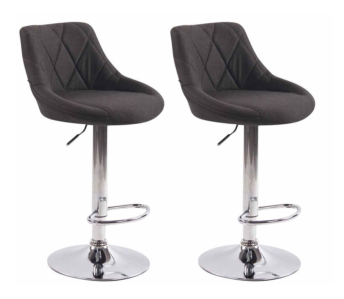 BARHOCKER 2er Set Stoff dunkelgrau - Chromfarben/Dunkelgrau, Textil/Metall (46/83/49cm) - CLP