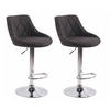 BARHOCKER 2er Set Stoff dunkelgrau - Chromfarben/Dunkelgrau, Textil/Metall (46/83/49cm) - CLP