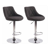 BARHOCKER 2er Set Stoff dunkelgrau - Chromfarben/Dunkelgrau, Textil/Metall (46/83/49cm) - CLP