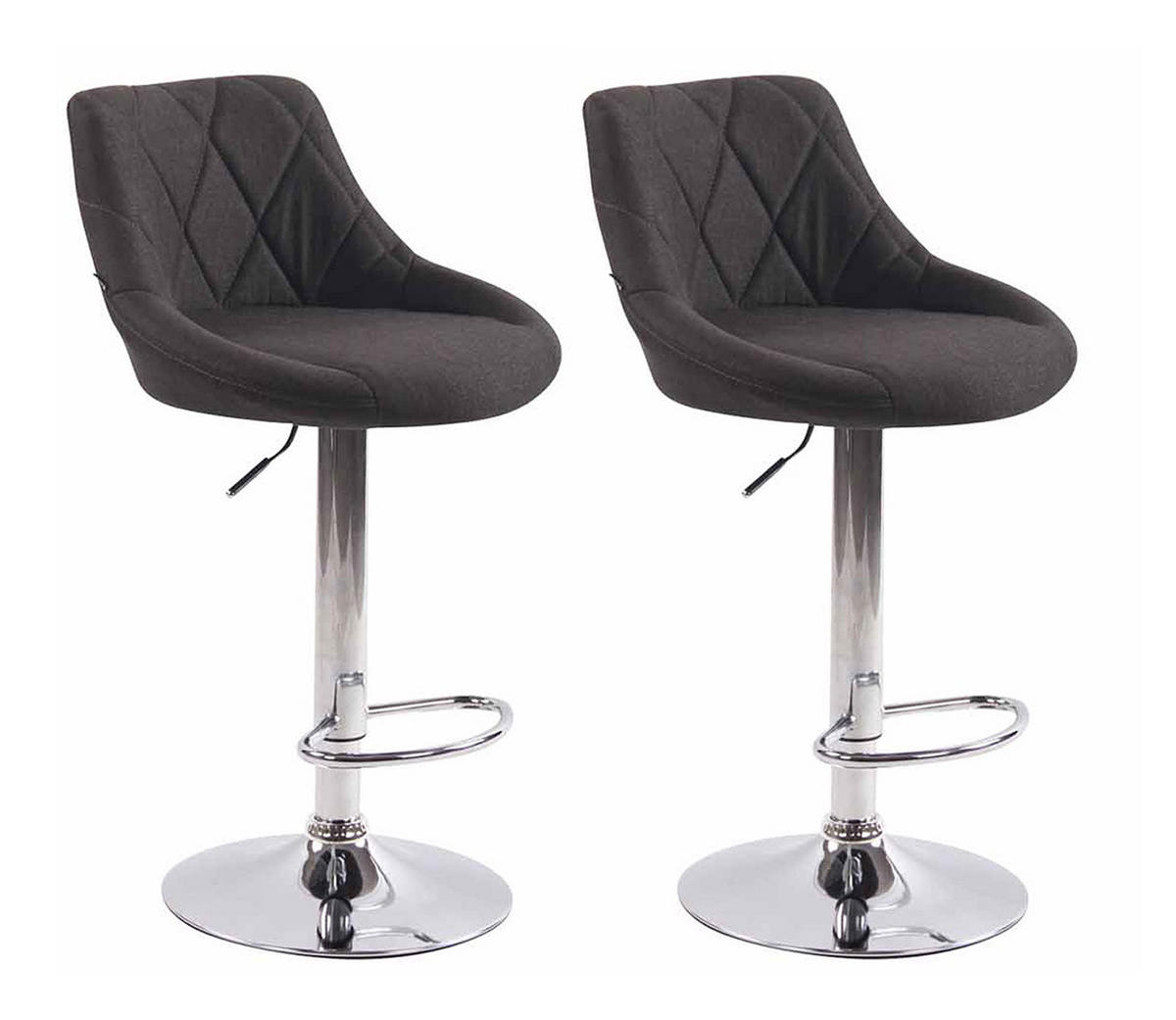BARHOCKER 2er Set Stoff dunkelgrau - Chromfarben/Dunkelgrau, Textil/Metall (46/83/49cm) - CLP