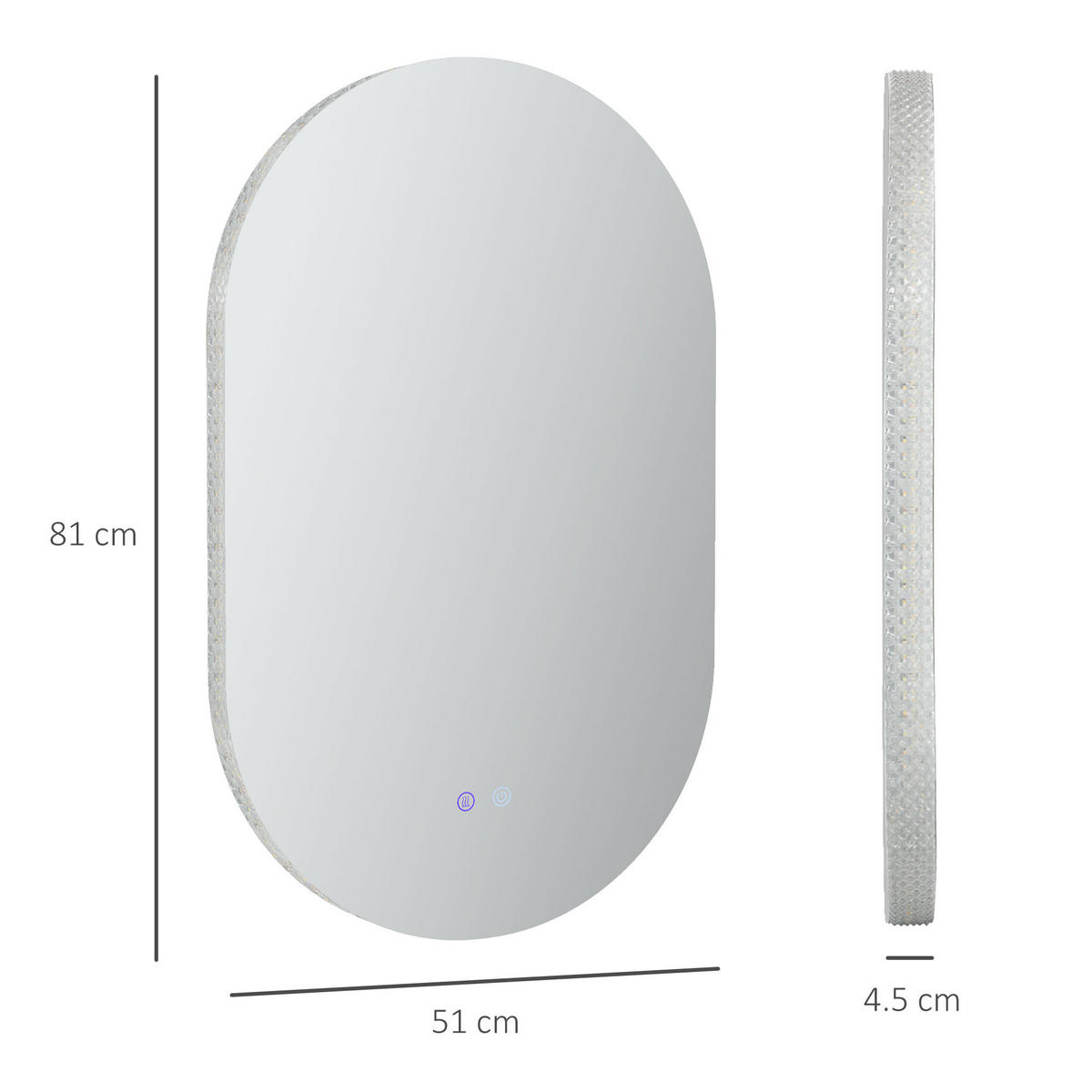 SPIEGELSCHRANK Antibeschlag-LED-Spiegelschrank mit einstellbarer Helligkeit, 81 x 51 x 4,5 cm - Transparent, Glas (81/51/4.5cm) - Vallsero