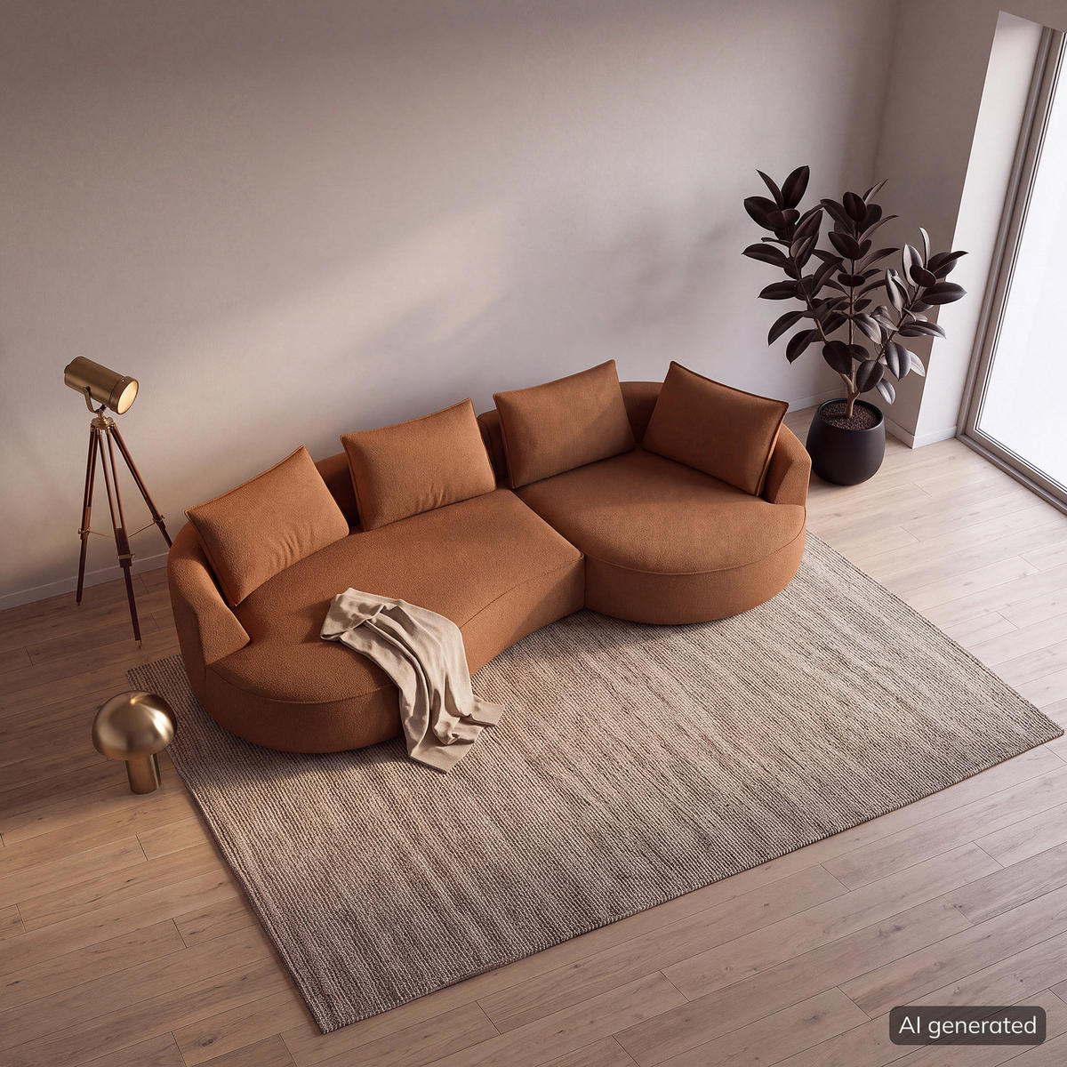 BIGSOFA - Beige/Schwarz, Kunststoff/Textil (322/82/154cm) - home24