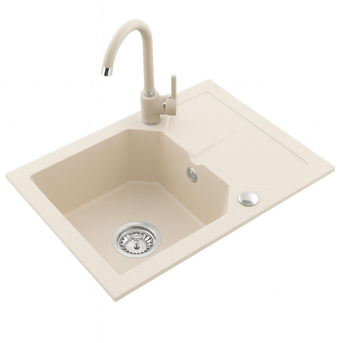 GRANITSPÜLE KKO sandfarben 600x435mm - Creme, Holzwerkstoff (43/17/43cm) - roe furniture