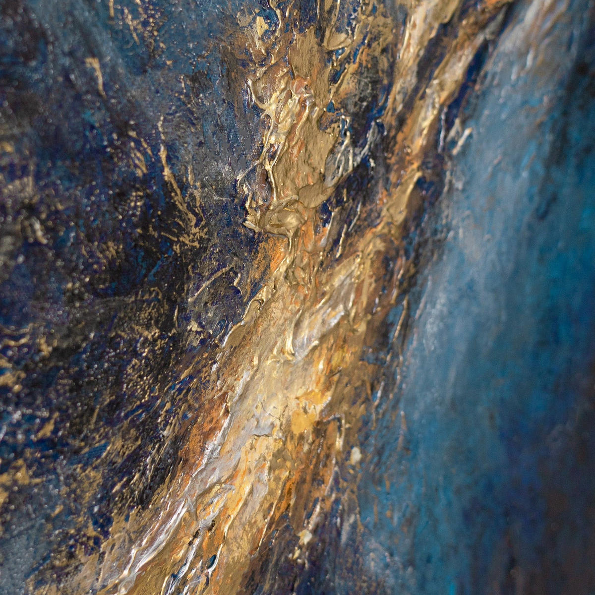 GEMÄLDE Energie des Lichts Schattenfugenrahmen Schwarz-Gold 70x50 cm - Schwarz Hochglanz, Holz (70/50cm) - YS-art gallery