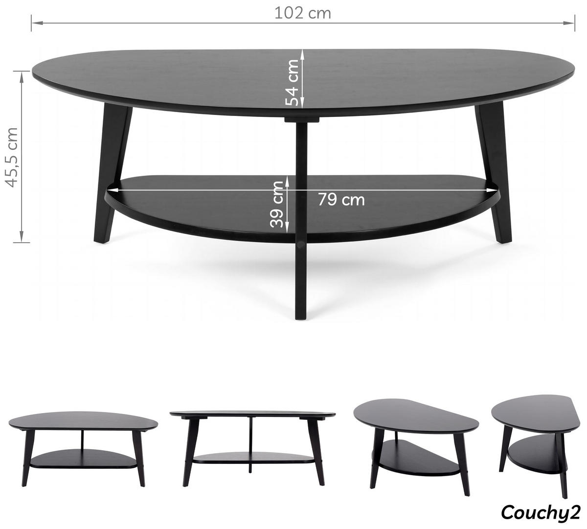WOHNZIMMERTISCH Couchy2 - Schwarz, Holz (102/54/46cm) - needs&wants