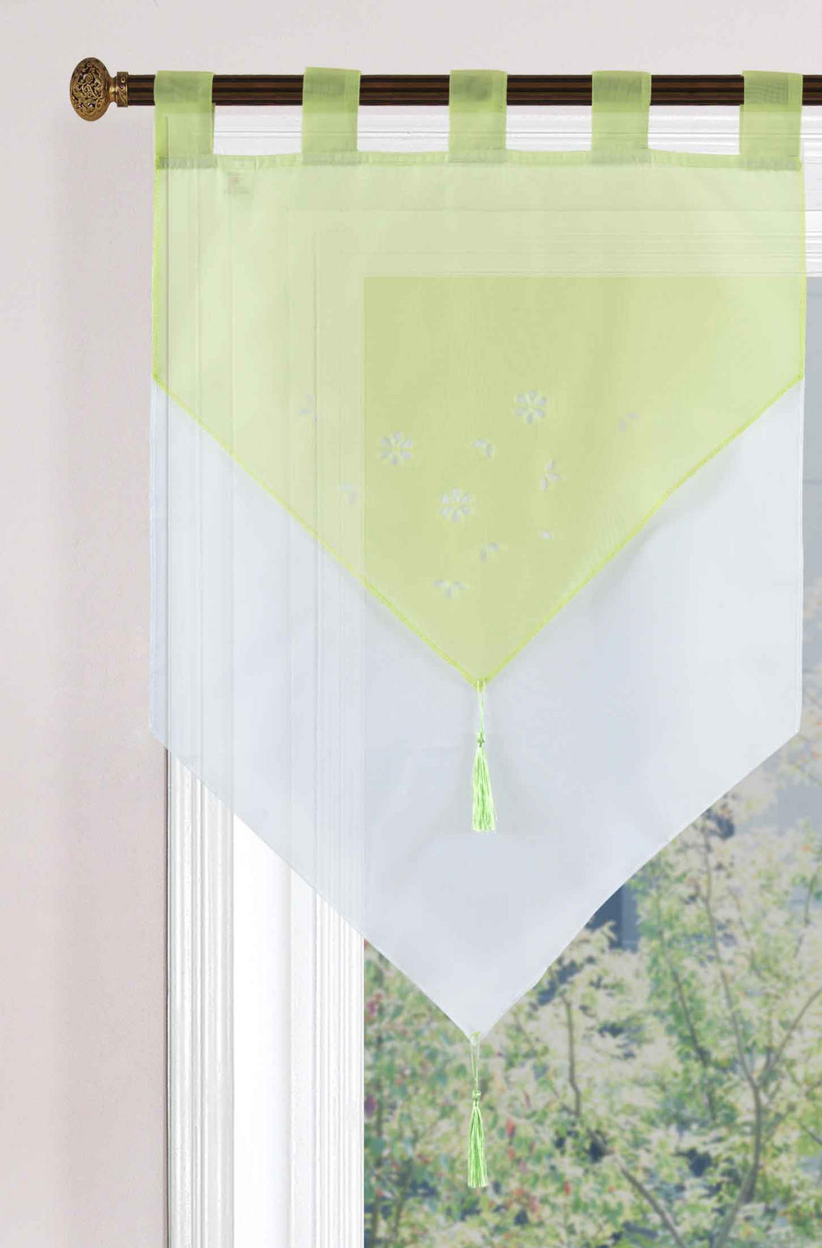 SCHEIBENGARDINE GERA 90x60 cm Apfelgrün - Grün, Textil (60/90cm) - Gardinenbox