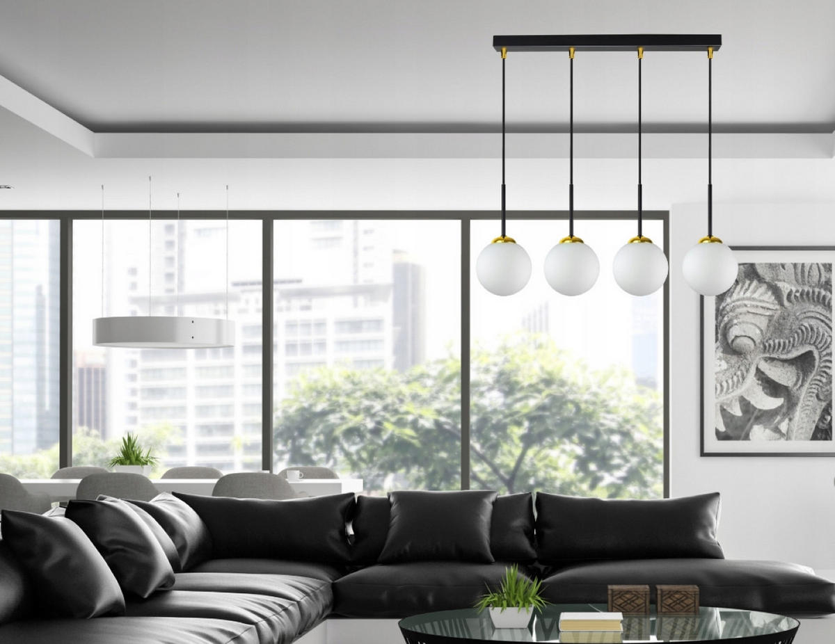 PENDELLEUCHTE Milano Glas - Goldfarben/Schwarz, Glas/Metall (14/65/80cm) - kiki design