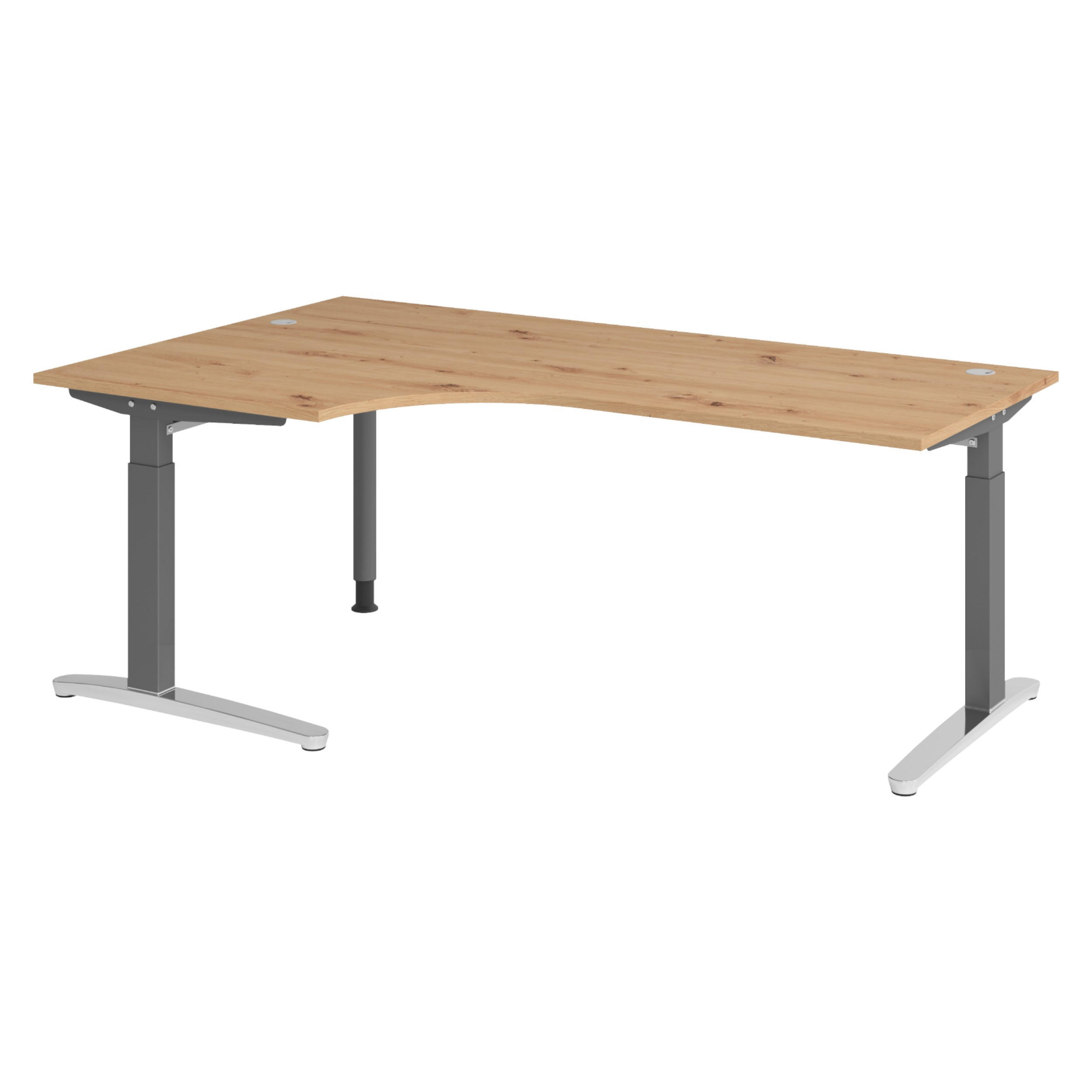 bümö Schreibtisch Wildeiche, Graphit, Silber 200x74x120 cm