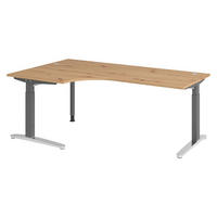 SCHREIBTISCH Serie-XB 120/200/74 cm in Wildeiche/Graphitfarben/Alu poliert - Wildeiche/Silberfarben, Holzwerkstoff (120/200/74cm) - bümö