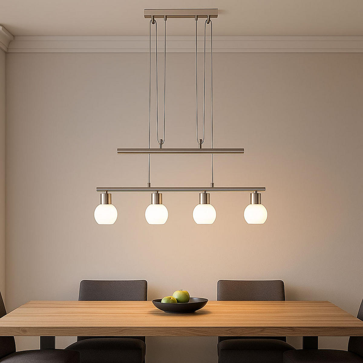 LED HÄNGELAMPE LOXY Nickel Matt Weiß - Silberfarben, Glas (60/100/160cm) - Nowa