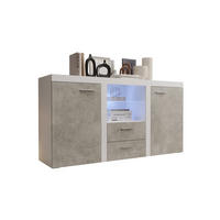 KOMMODE London LRK mit 2 Türen, Sideboard in Farbe: Weiß|Grau, Größe: 156 x 82 x 40 cm - Weiß/Grau, Holzwerkstoff (156/82/40cm) - O-Sofa