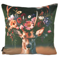 KISSENHÜLLE HIRSCH BLUME - Multicolor, Textil (45/45cm) - Yve! decoration