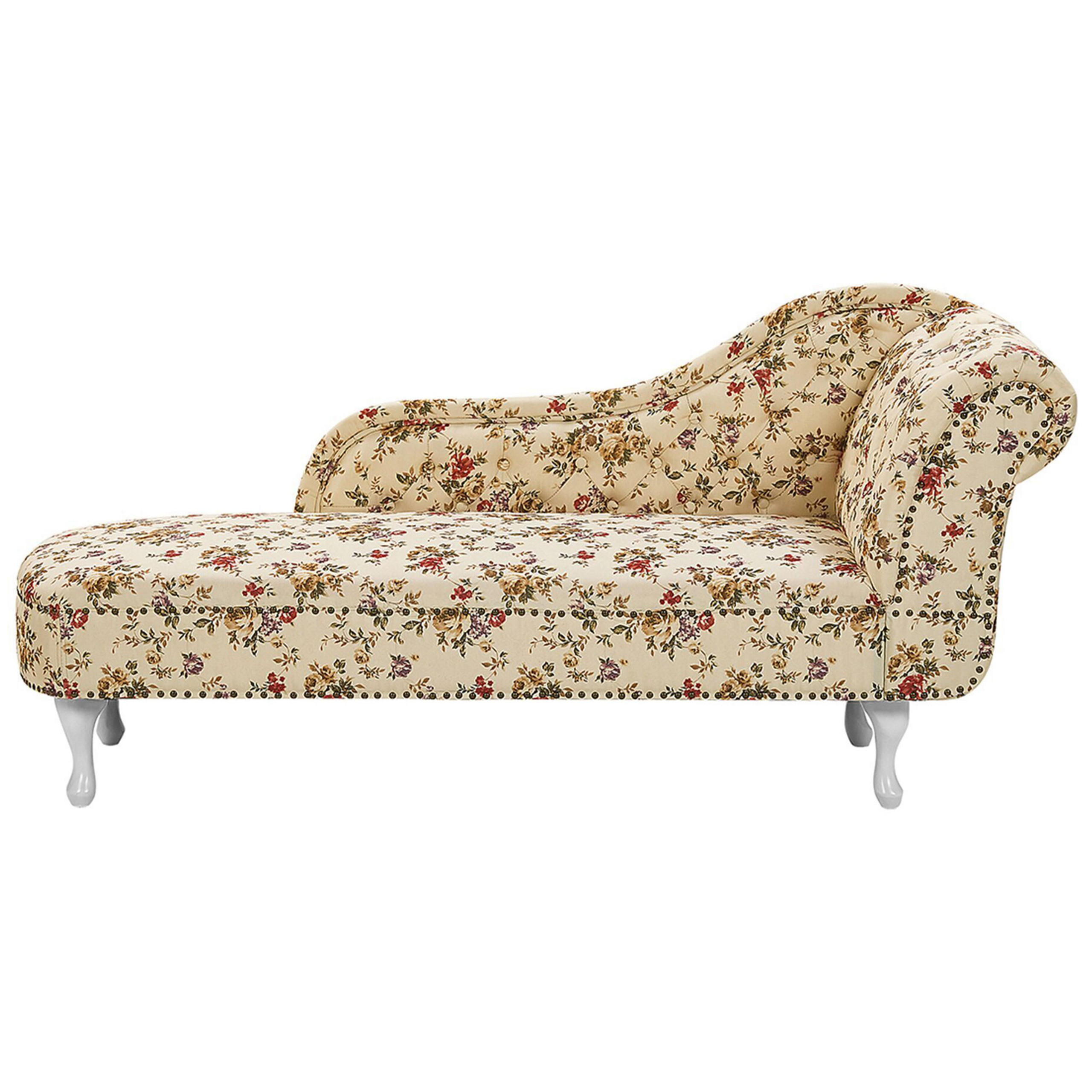 CHAISELONGUE Polsterbezug beige Blumenmuster rechtsseitig Nimes - Beige/Multicolor, Textil (170/79/61cm) - Beliani