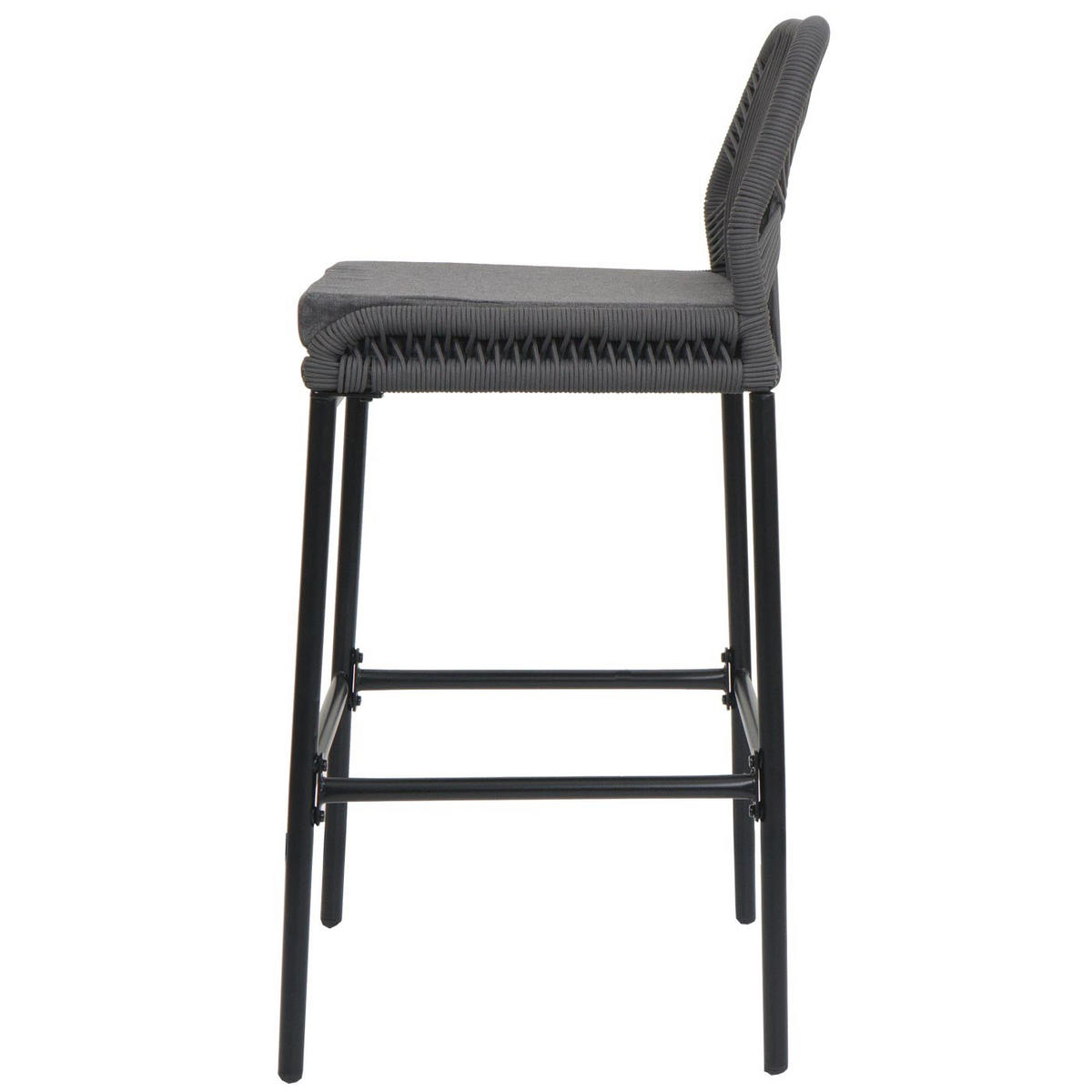 GARTENSTUHL 2er-Set HxBxT 101x45x52cm Sitzhöhe 76cm Anthrazit Kissen Dunkelgrau Seilgeflecht Metall - Anthrazit, Metall (45/101/52cm) - PROREGAL