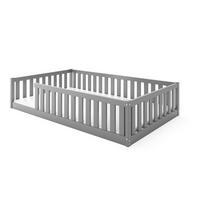 BODENBETT Bella 120x200 mit Rausfallschutz & Lattenrost Kinderbett aus Holz - Grau, Holz (120/200cm) - Interbeds